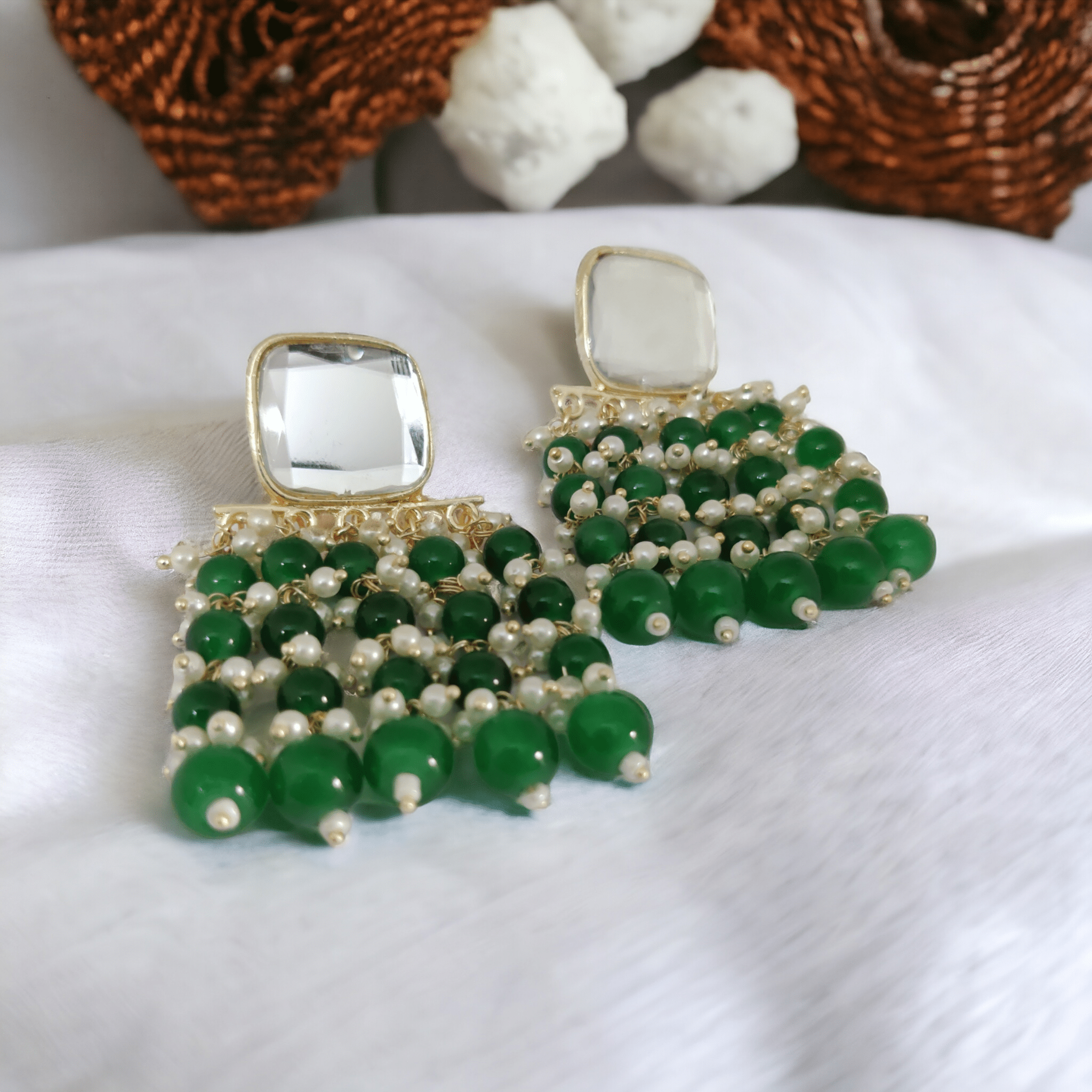 Opal Touch - Stylish Pearl Danglers - Earrings