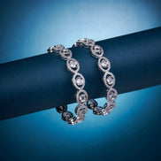Stylish Polki Rhodium Bangles (Pack of 2) - Opal Touch