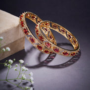 Bangles - Stylish Zig Zag Oval Gold Bangles (Pack of 2) - Opal Touch
