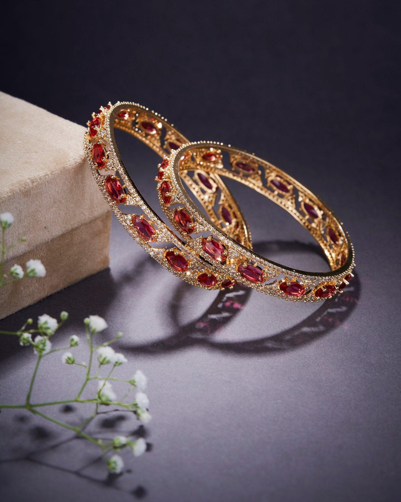 Bangles - Stylish Zig Zag Oval Gold Bangles (Pack of 2) - Opal Touch