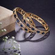 Bangles - Stylish Zig Zag Oval Gold Bangles (Pack of 2) - Opal Touch