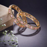Bangles - Stylish Zig Zag Oval Gold Bangles (Pack of 2) - Opal Touch
