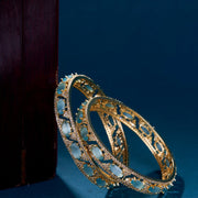 Opal Touch - Stylish Zig Zag Oval Gold Bangles (Pack of 2) - Bangles