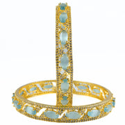 Stylish Zig Zag Oval Gold Bangles (Pack of 2) - Opal Touch
