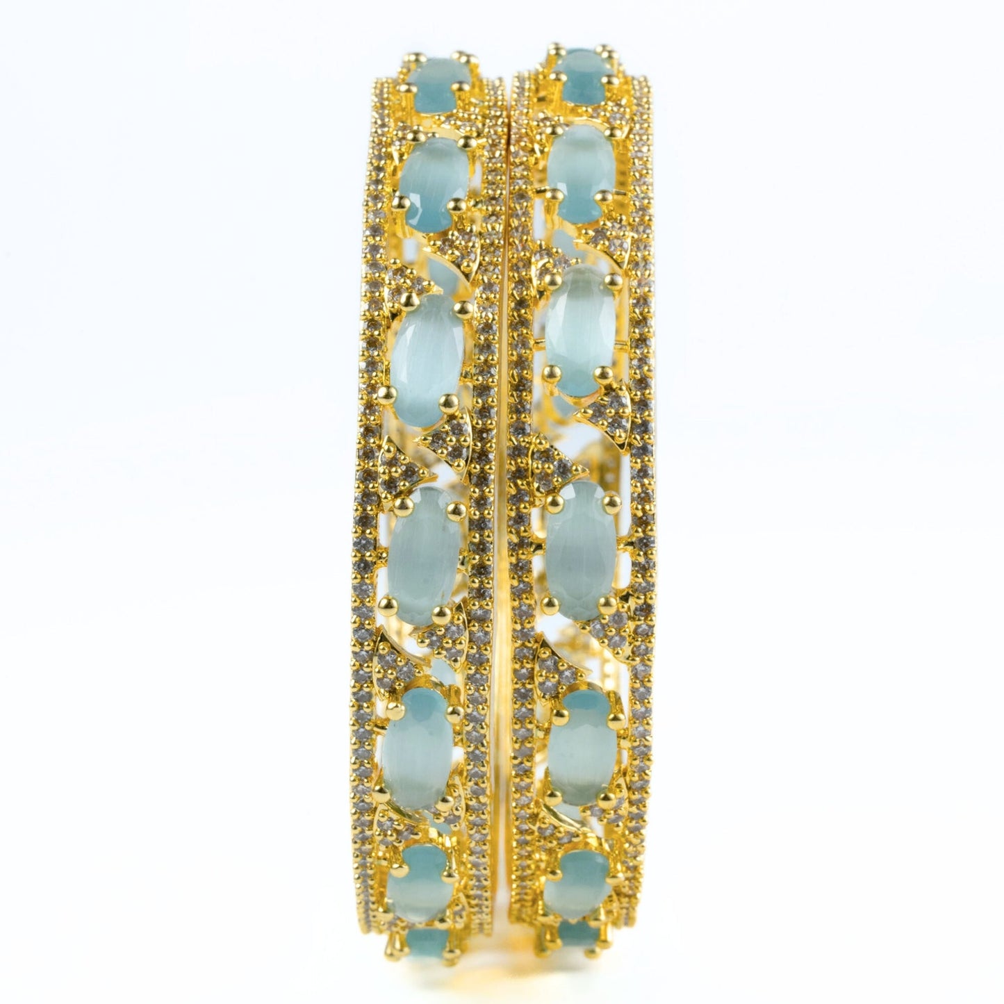 Stylish Zig Zag Oval Gold Bangles (Pack of 2) - Opal Touch