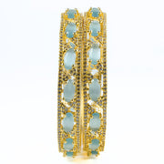 Stylish Zig Zag Oval Gold Bangles (Pack of 2) - Opal Touch
