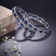 Stylish Zig Zag Oval Rhodium Bangles (Pack of 2) - Opal Touch