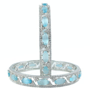 Stylish Zig Zag Oval Rhodium Bangles (Pack of 2) - Opal Touch