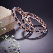 Stylish Zig Zag Oval Rose Gold Bangles (Pack of 2) - Opal Touch