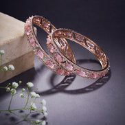 Stylish Zig Zag Oval Rose Gold Bangles (Pack of 2) - Opal Touch