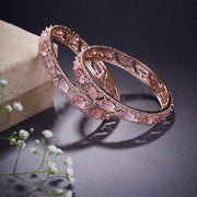 Stylish Zig Zag Oval Rose Gold Bangles (Pack of 2) - Opal Touch