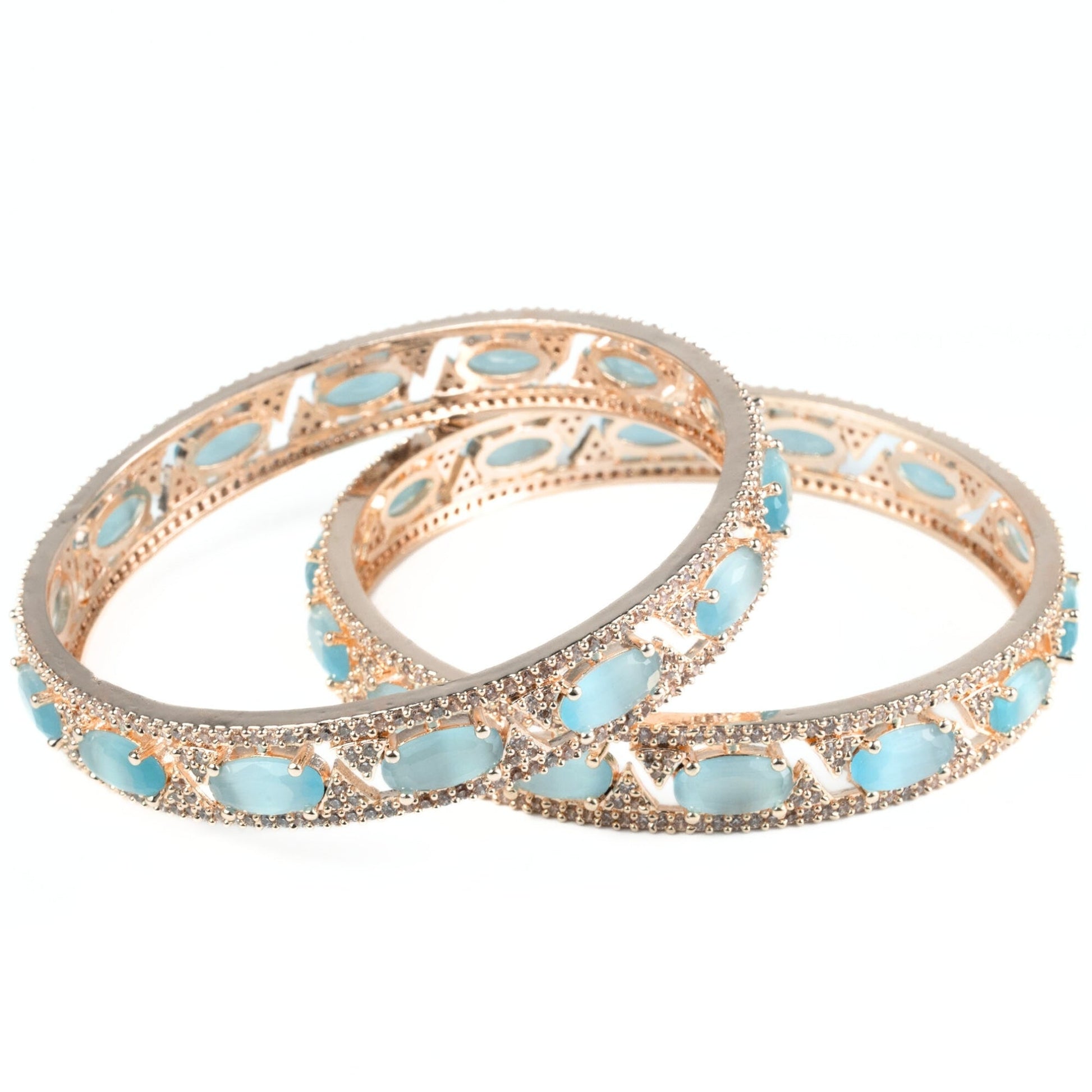 Stylish Zig Zag Oval Rose Gold Bangles (Pack of 2) - Opal Touch