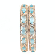 Stylish Zig Zag Oval Rose Gold Bangles (Pack of 2) - Opal Touch