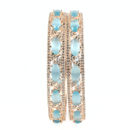 Stylish Zig Zag Oval Rose Gold Bangles (Pack of 2) - Opal Touch