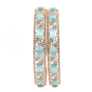 Stylish Zig Zag Oval Rose Gold Bangles (Pack of 2) - Opal Touch