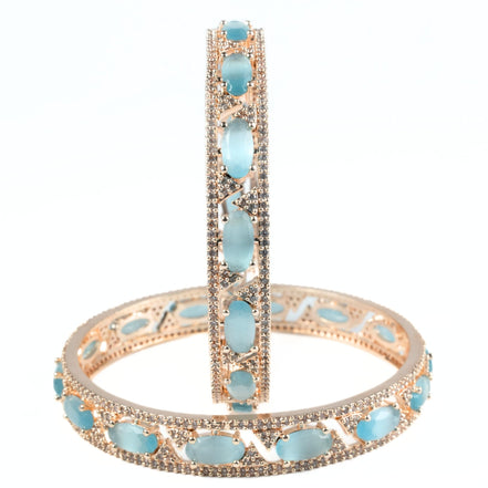 Stylish Zig Zag Oval Rose Gold Bangles (Pack of 2) - Opal Touch