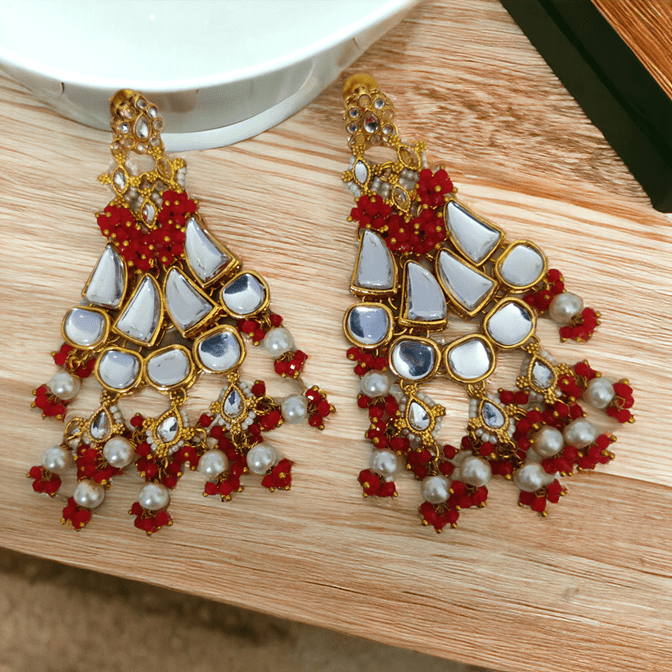 Opal Touch - Styllish Kundan Danglers With Moti Earrings - Earrings