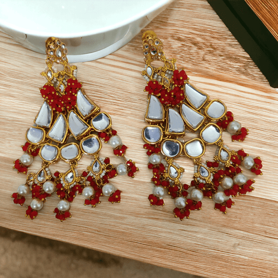 Opal Touch - Styllish Kundan Danglers With Moti Earrings - Earrings