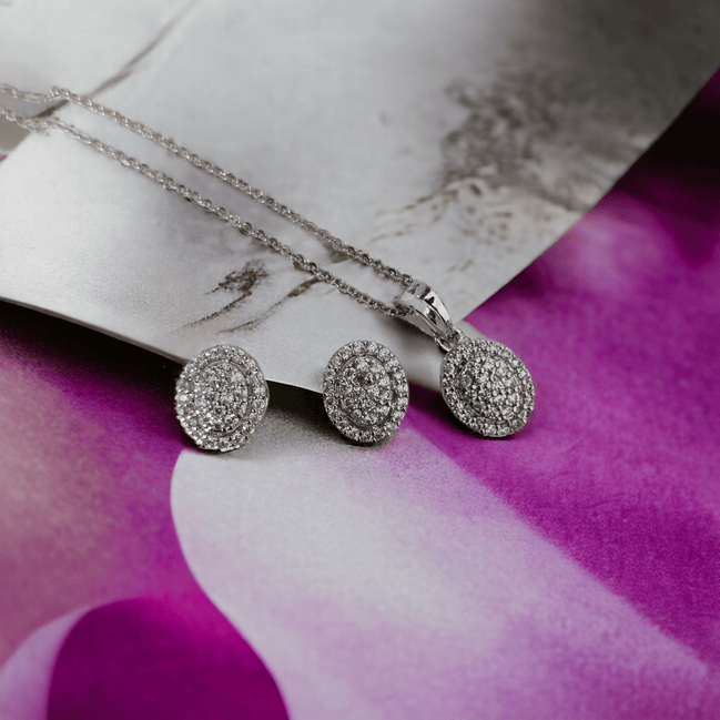 Opal Touch - Subtle Rhodium Locket Set with Filigree Detailing - Locket Set