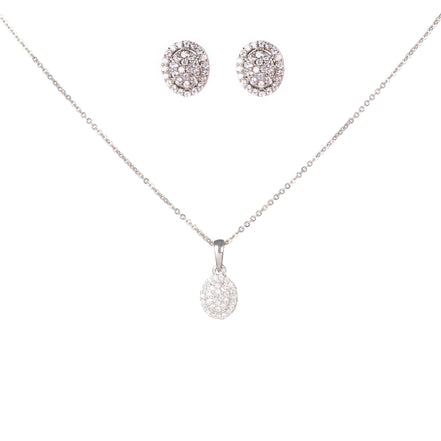 Opal Touch - Subtle Rhodium Locket Set with Filigree Detailing - Locket Set