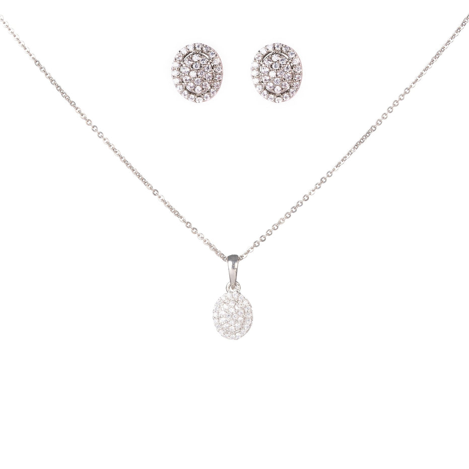 Opal Touch - Subtle Rhodium Locket Set with Filigree Detailing - Locket Set