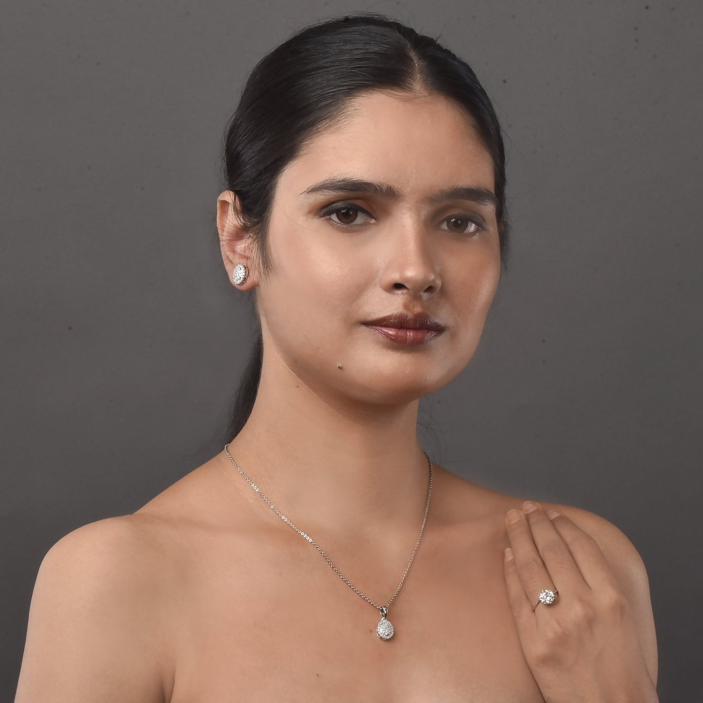 Opal Touch - Subtle Rhodium Locket Set with Filigree Detailing - Locket Set