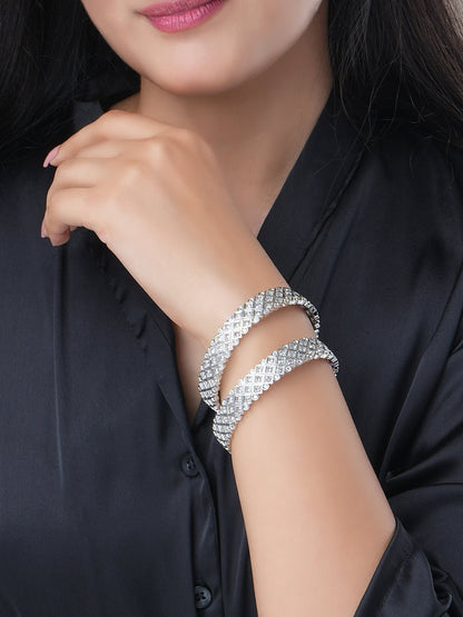 Bangles - Suvarna Rekha Rhodium Plated Bangles - Opal Touch