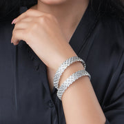 Bangles - Suvarna Rekha Rhodium Plated Bangles - Opal Touch