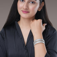 Bangles - Suvarna Rekha Rhodium Plated Bangles - Opal Touch