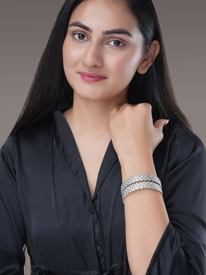 Bangles - Suvarna Rekha Rhodium Plated Bangles - Opal Touch