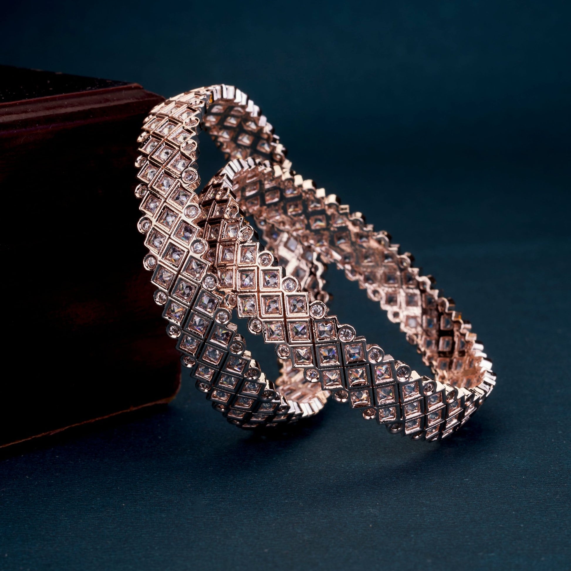 Bangles - Suvarna Rekha Rose Gold Plated Bangles - Opal Touch