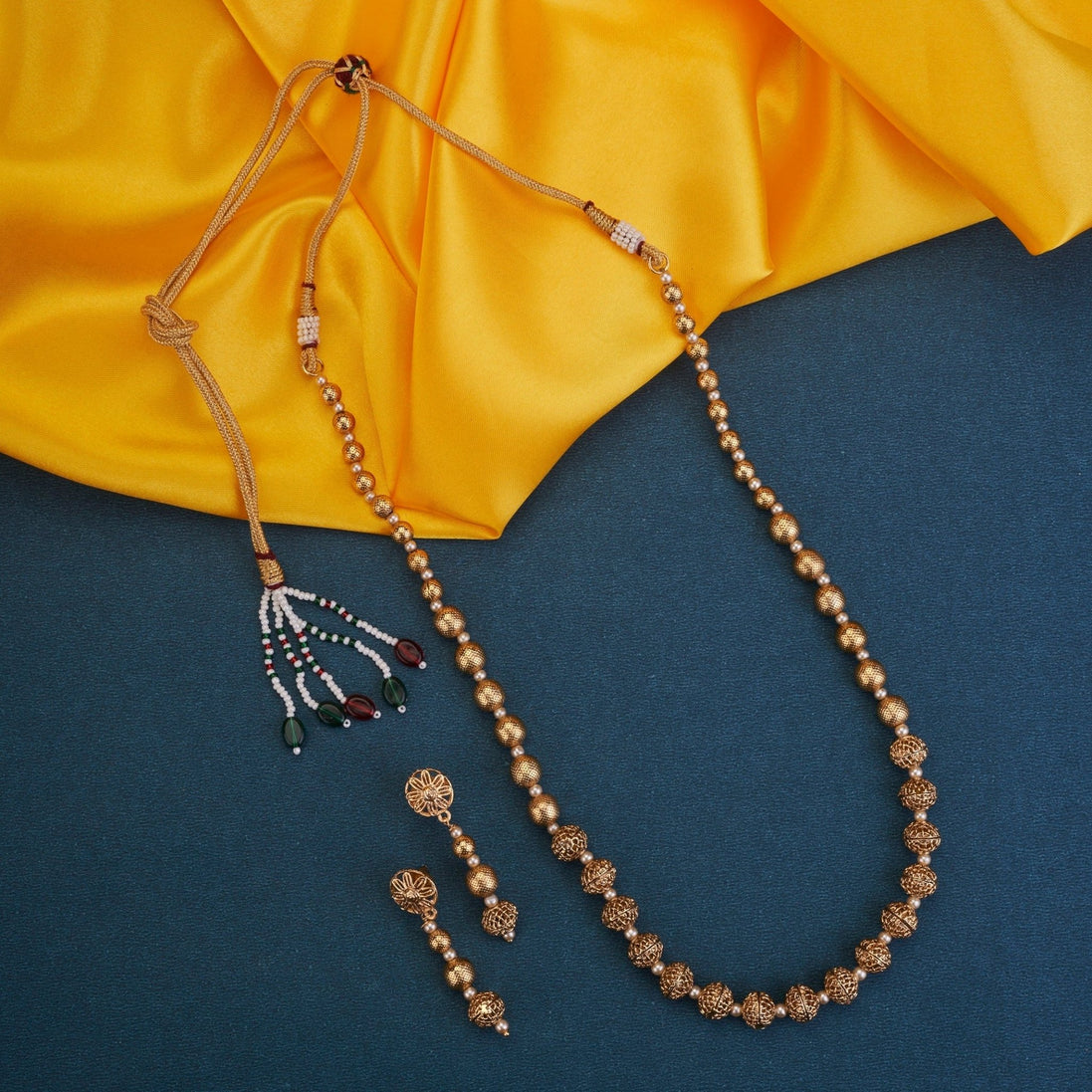 Necklace - Tassel Bead Dokiya Gold Plated Necklace Set - Opal Touch