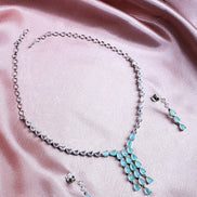 Teardrop Rhinestone Necklace and Earrings Jewelry Set - Opal Touch