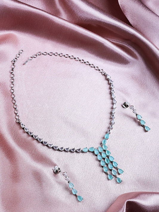 Teardrop Rhinestone Necklace and Earrings Jewelry Set - Opal Touch