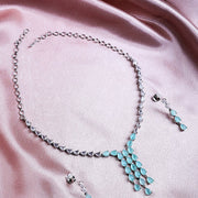 Teardrop Rhinestone Necklace and Earrings Jewelry Set - Opal Touch