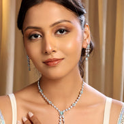 Timeless American Diamond Necklace and Earring Set - Opal Touch