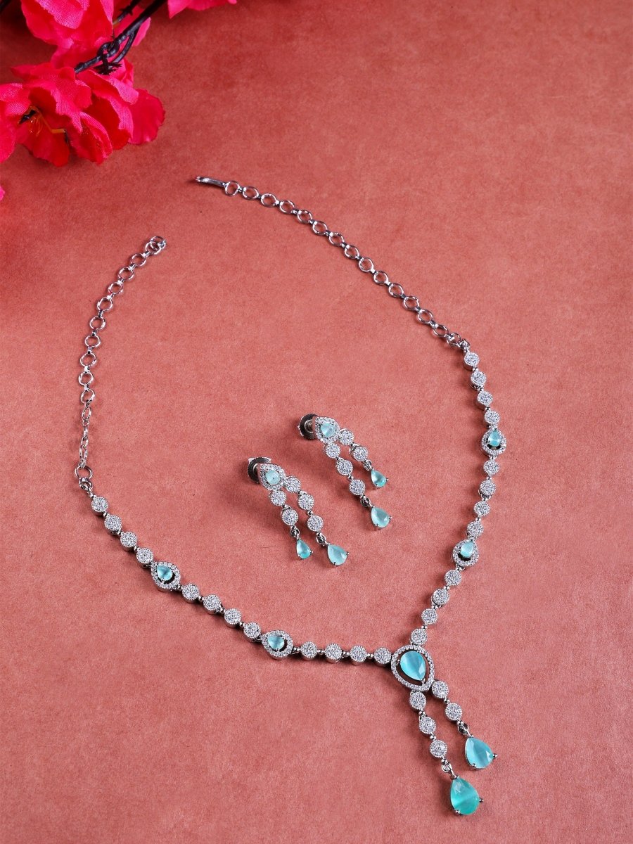 Timeless American Diamond Necklace and Earring Set - Opal Touch