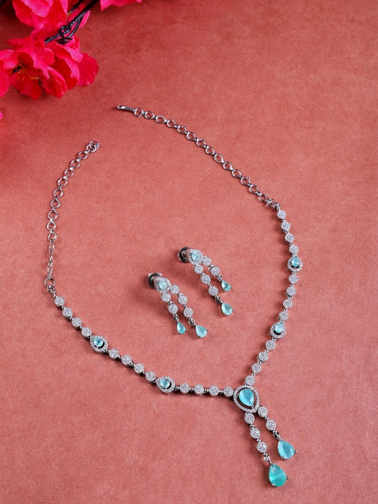 Timeless American Diamond Necklace and Earring Set - Opal Touch