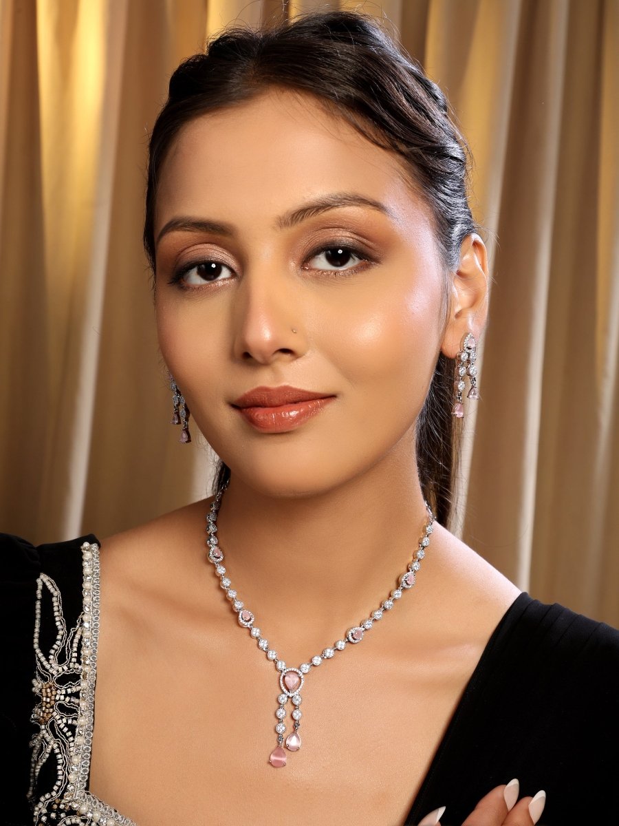 Timeless American Diamond Necklace and Earring Set - Opal Touch