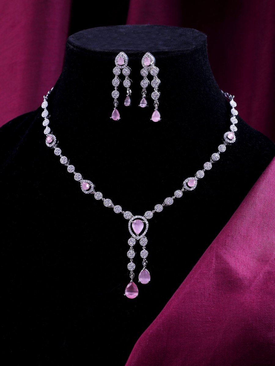 Timeless American Diamond Necklace and Earring Set - Opal Touch