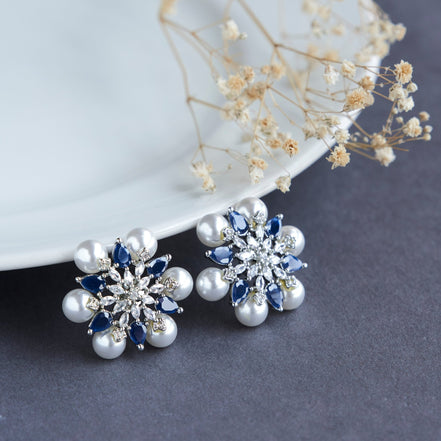 Studs - Timeless Beauty White Pearl Studded Earrings - Opal Touch