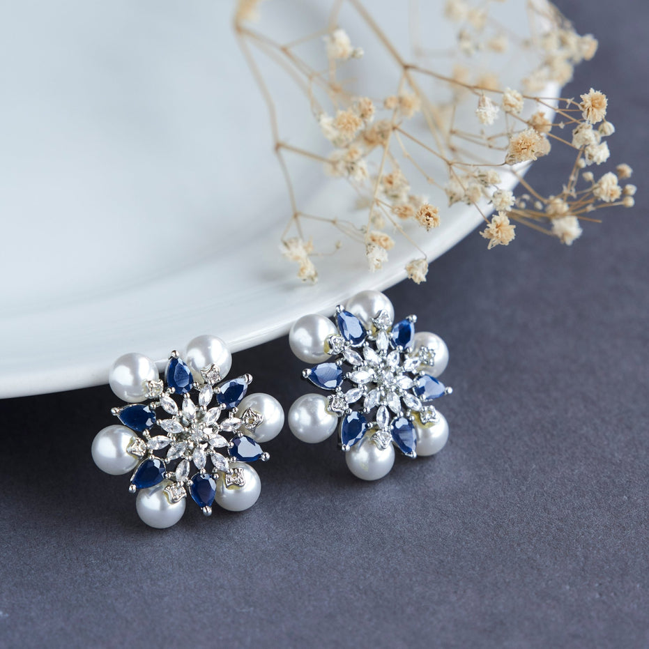 Studs - Timeless Beauty White Pearl Studded Earrings - Opal Touch