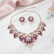 Timeless Flower Petals Rose Gold Necklace - Opal Touch