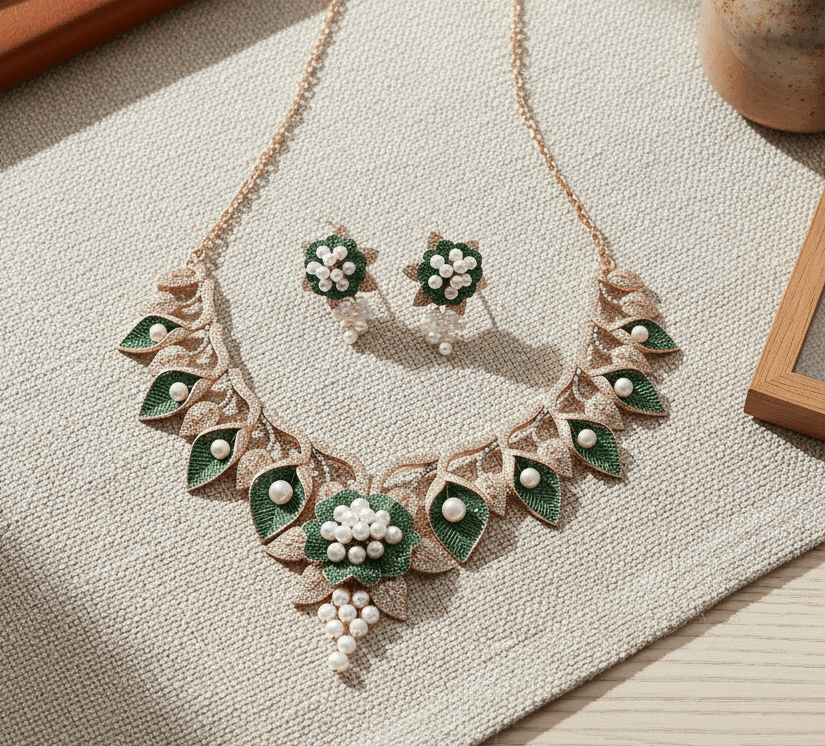 Timeless Flower Petals Rose Gold Necklace - Opal Touch
