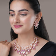 Timeless Flower Petals Rose Gold Necklace - Opal Touch