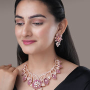Timeless Flower Petals Rose Gold Necklace - Opal Touch