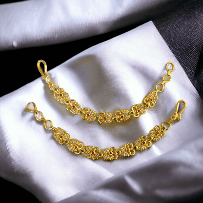 Opal Touch - Timeless Regalia Matil - Red-Green-White Gold Plated - Ear Chain