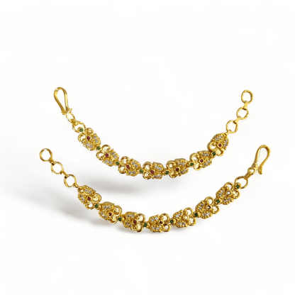 Opal Touch - Timeless Regalia Matil - Red-Green-White Gold Plated - Ear Chain