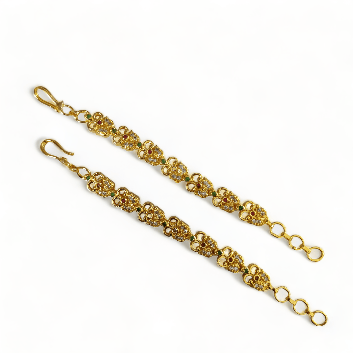 Opal Touch - Timeless Regalia Matil - Red-Green-White Gold Plated - Ear Chain