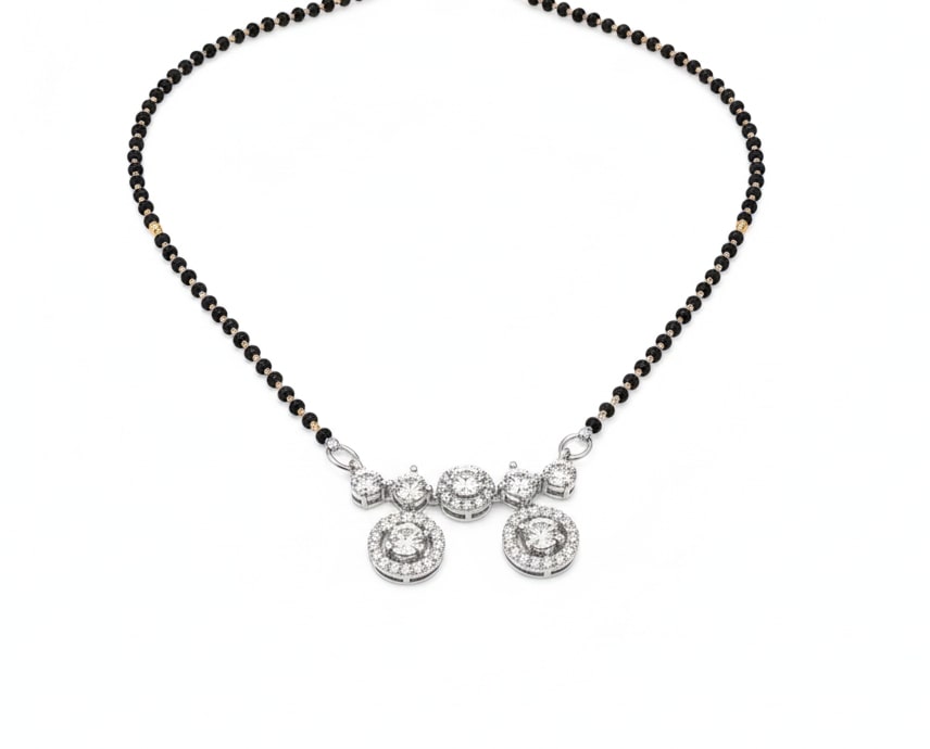 Timeless Whisper Rhodium Mangalsutra - Opal Touch